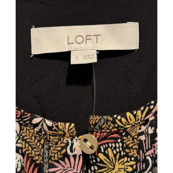 Loft Dress Size Small Pintucked Paradise Monkey Print Tie Side Buttons Jungle - Picture 5 of 8